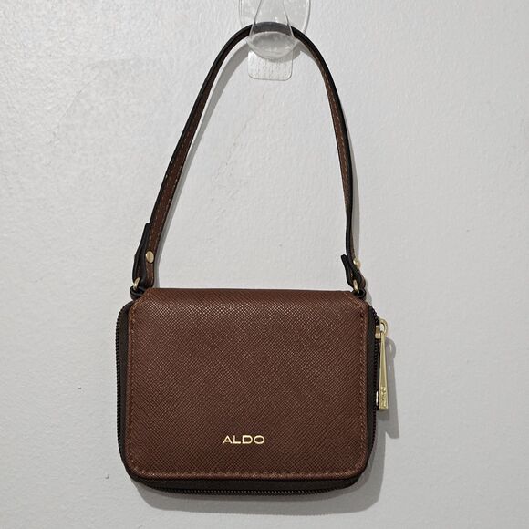 Aldo -Wallet Wristlet Strap Gold Hardware Credit Card Slots - Small - Brown - Picture 2 of 8